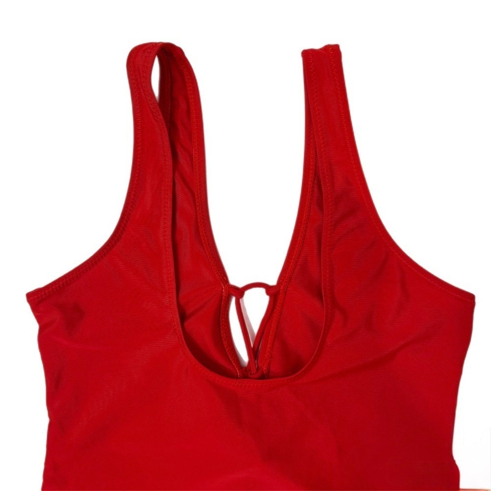 Elegant Red Women's One Piece Swimsuit - Picture 2 of 5